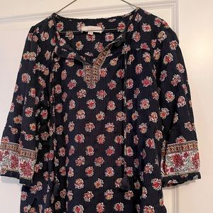 Loft 3/4 sleeve popover top